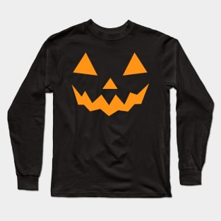 Spooky Halloween Pumpkin Face on Black Background Long Sleeve T-Shirt